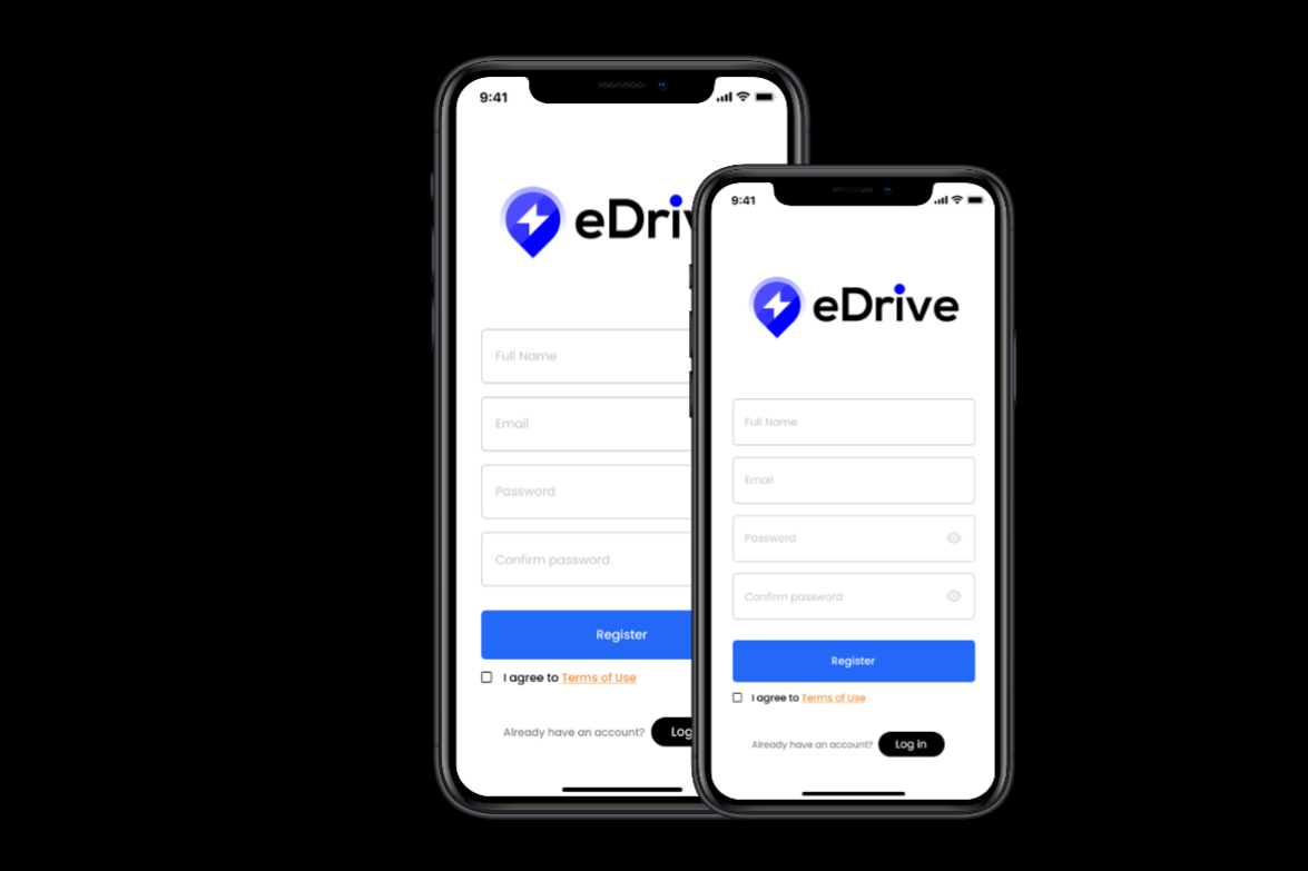 eDrive interfejs registracije prikazan na telefonu